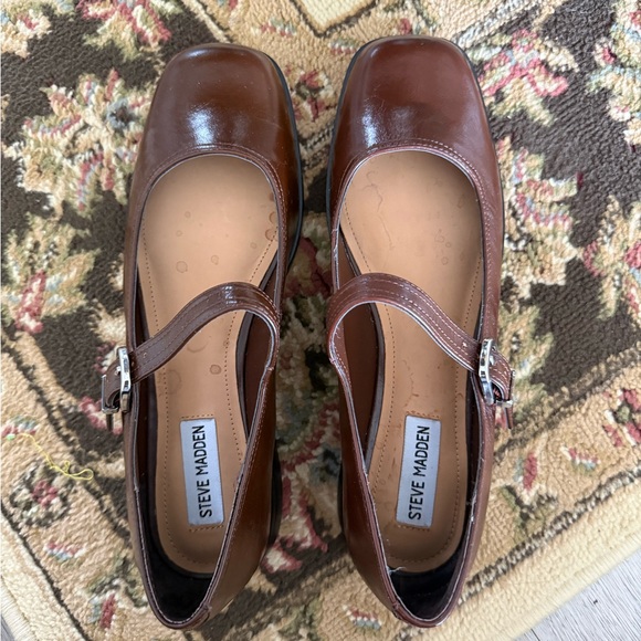 Steve Madden Shoes - Steve Madden Brown Patent Mary Jane Block Heels